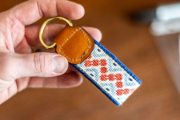 Key Fob Leather Needlepoint Finishing