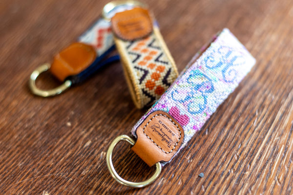 Key Fob Leather Needlepoint Finishing