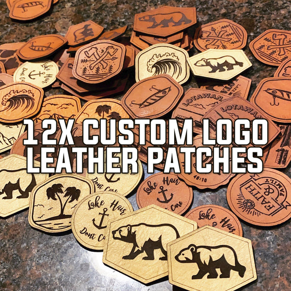 12x Custom Leather Patches with Your Logo - KC Laser Co