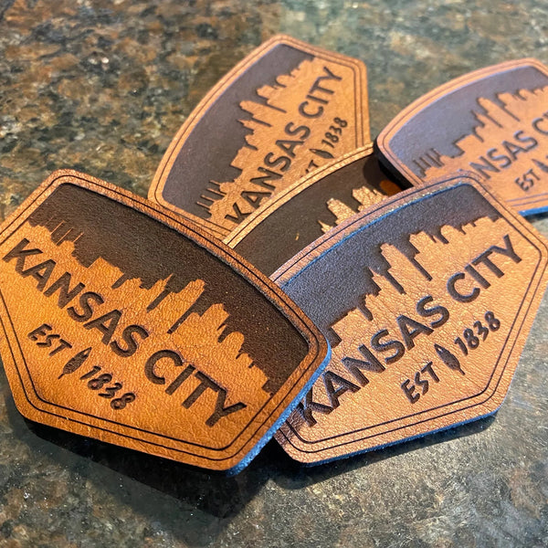 12x Custom Leather Patches with Your Logo - KC Laser Co