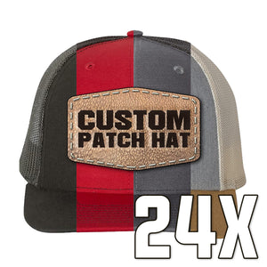 24x Custom Leather Patch Hats with Your Logo - KC Laser Co