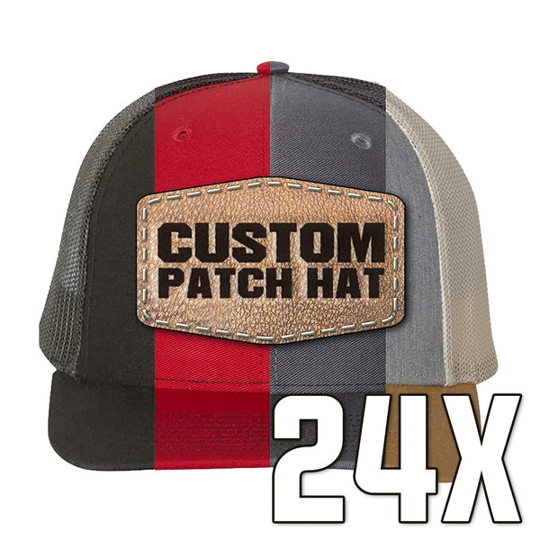 24x Custom Leather Patch Hats with Your Logo - KC Laser Co