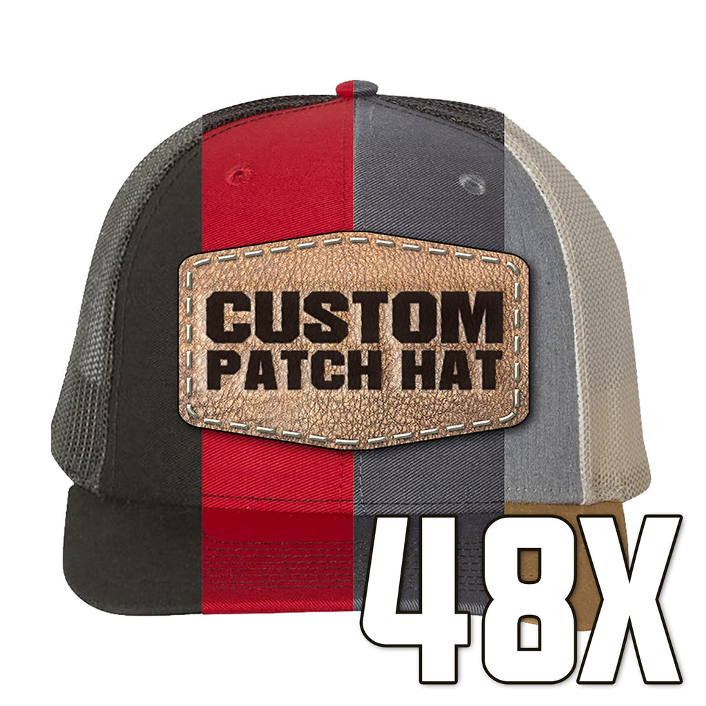48 x Custom Leather Patch Hats with Your Logo