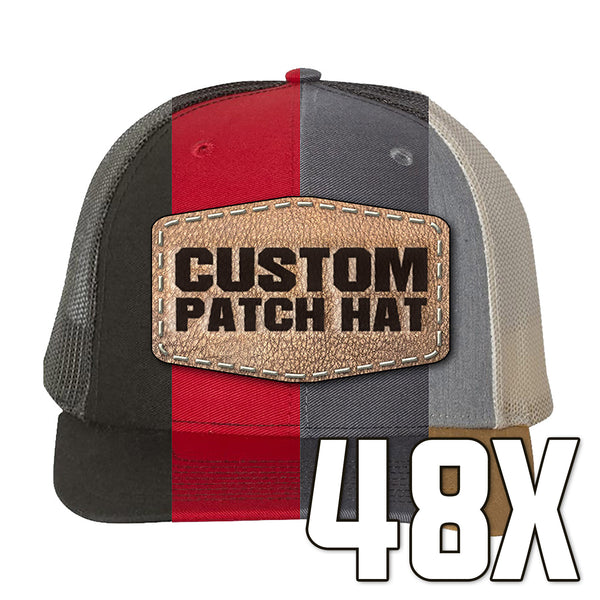48 x Custom Leather Patch Hats with Your Logo
