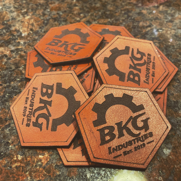 72 x Custom Leather Patches of Your Logo with Hydbond Adhesive