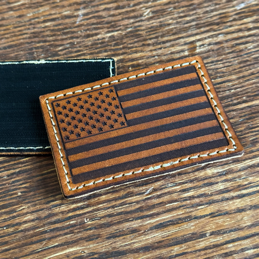 American Flag - Leather Hook N' Loop Patch