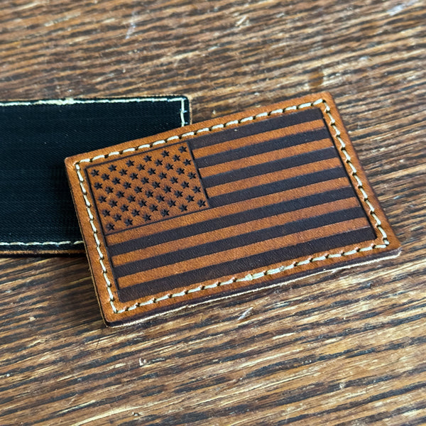 American Flag - Leather Hook N' Loop Patch