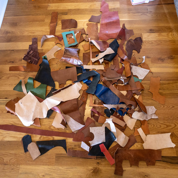 8 Pounds Leather Scrap - Laser Safe Vegetable Tan