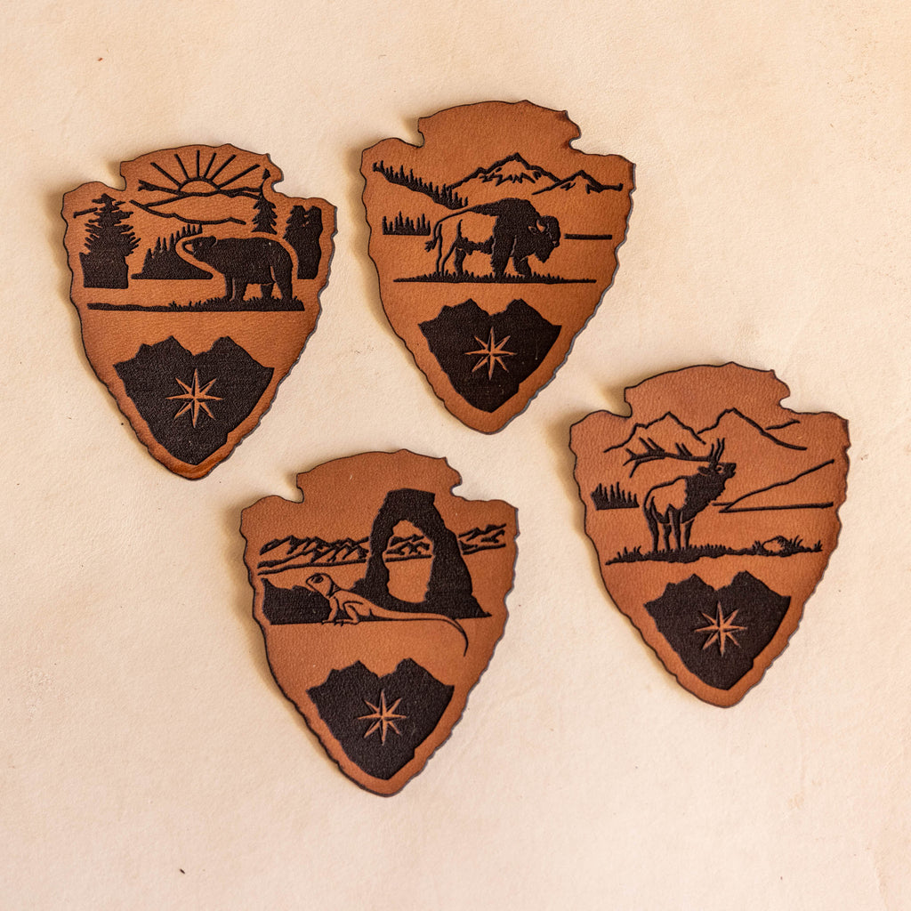 National Park Leather Sticker Set Arrowhead Shape (4)