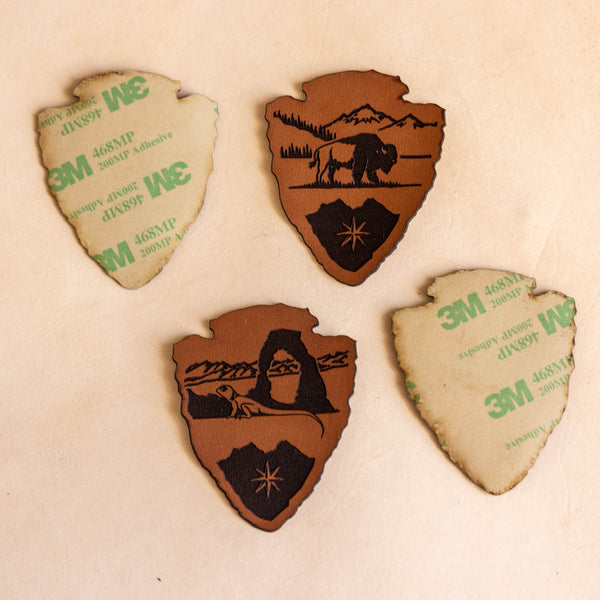 National Park Leather Sticker Set Arrowhead Shape (4)