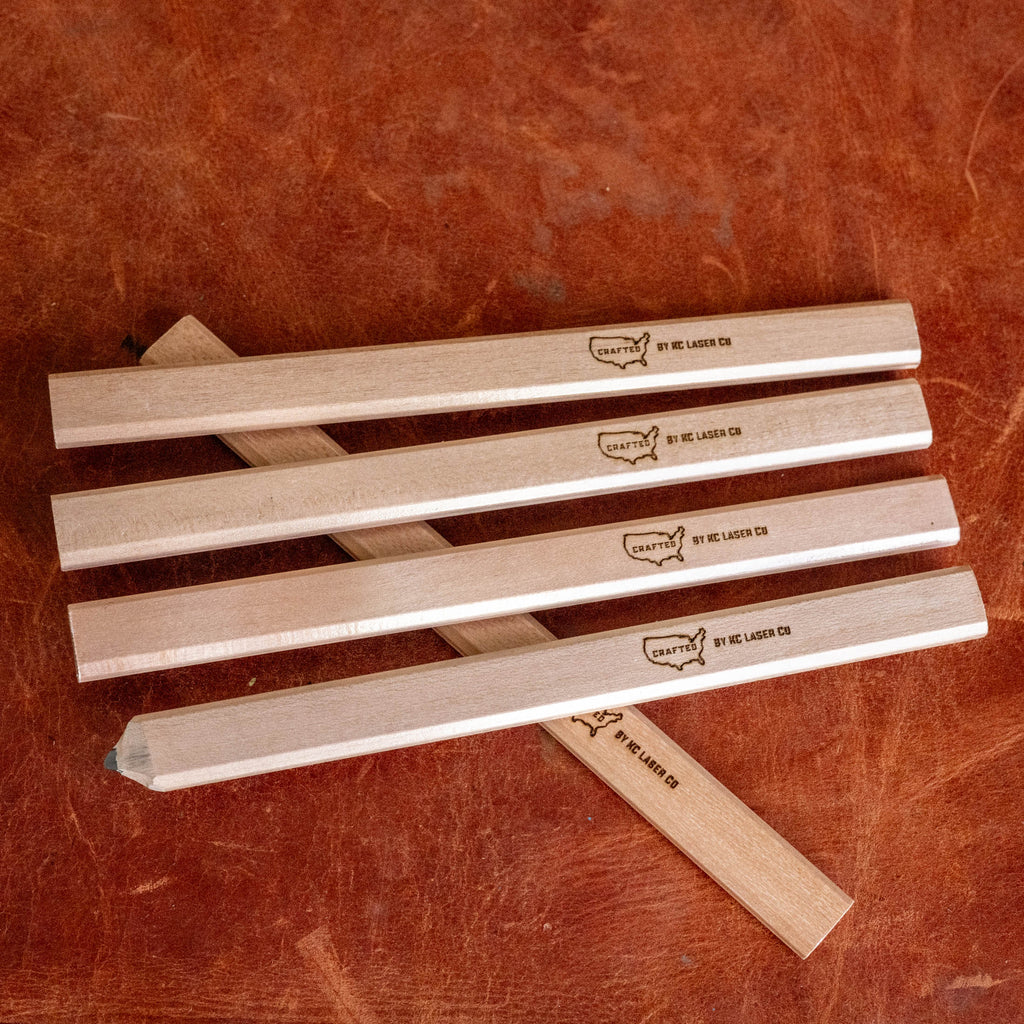 5x Carpenter Wooden Pencils #2 Natural Lacquered