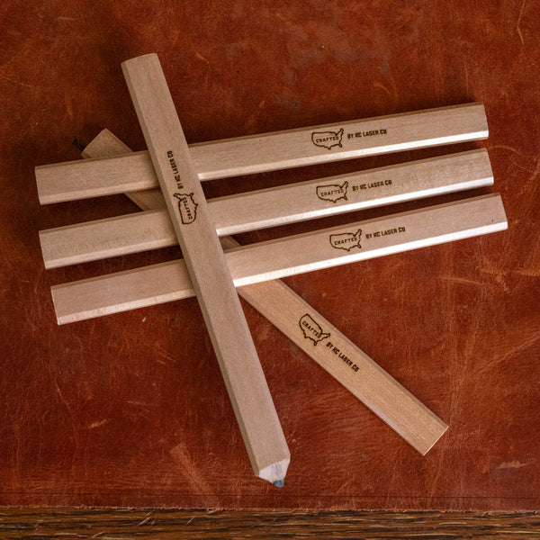 5x Carpenter Wooden Pencils #2 Natural Lacquered