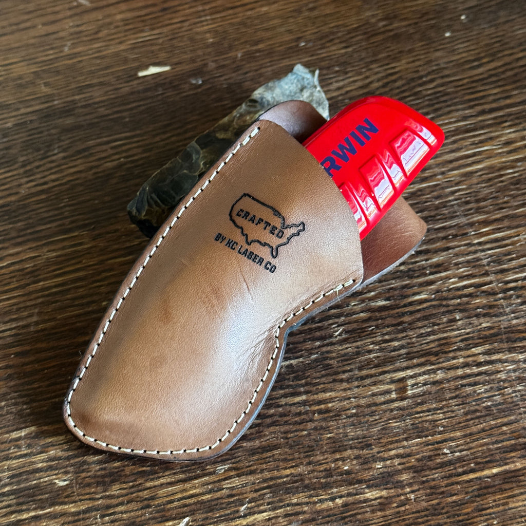 Leather Holster with Irwin Utility Knife, Self-Retracting for Safety