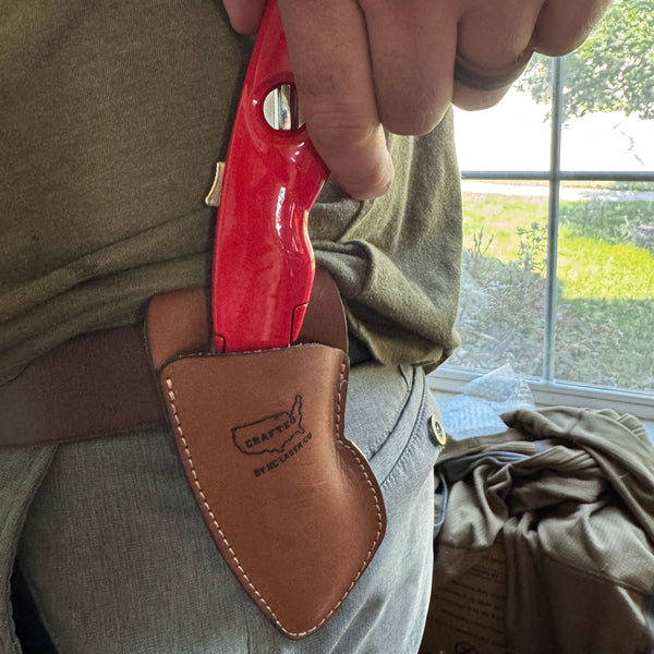 Leather Holster with Irwin Utility Knife, Self-Retracting for Safety