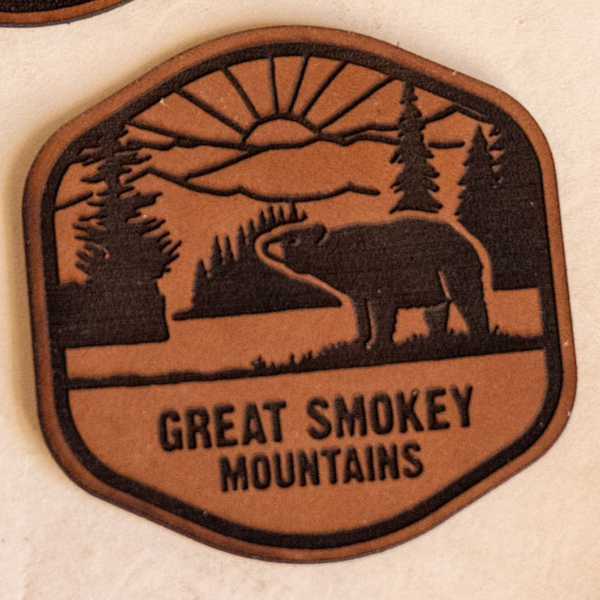 National Park Leather Sticker, Yellowstone, Zion, Arches, Grand Canyon, Smokey Mountains, Rocky Mountain, Joshua Tree