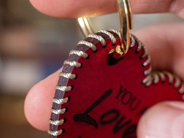 You are Loved Hand Stitched Keychain - Genuine Italian Leather