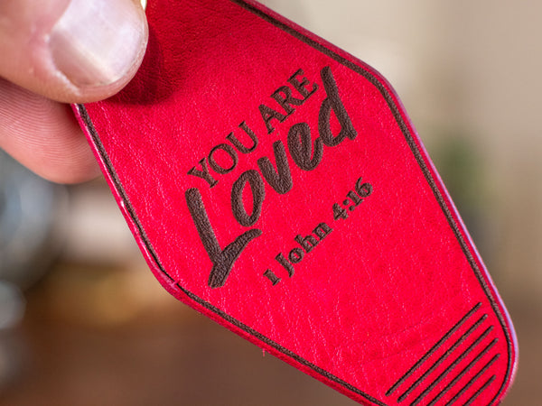 You are Loved Vintage Hotel Keychain - Genuine Italian Leather