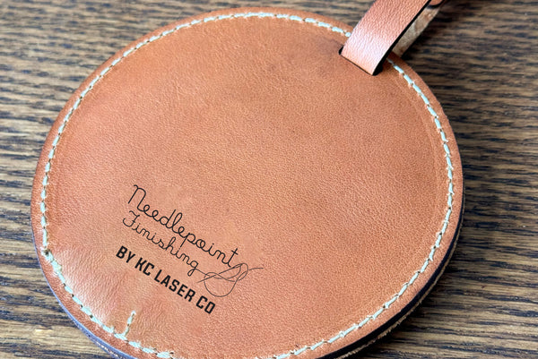 3" Circle Tags Leather Needlepoint Finishing