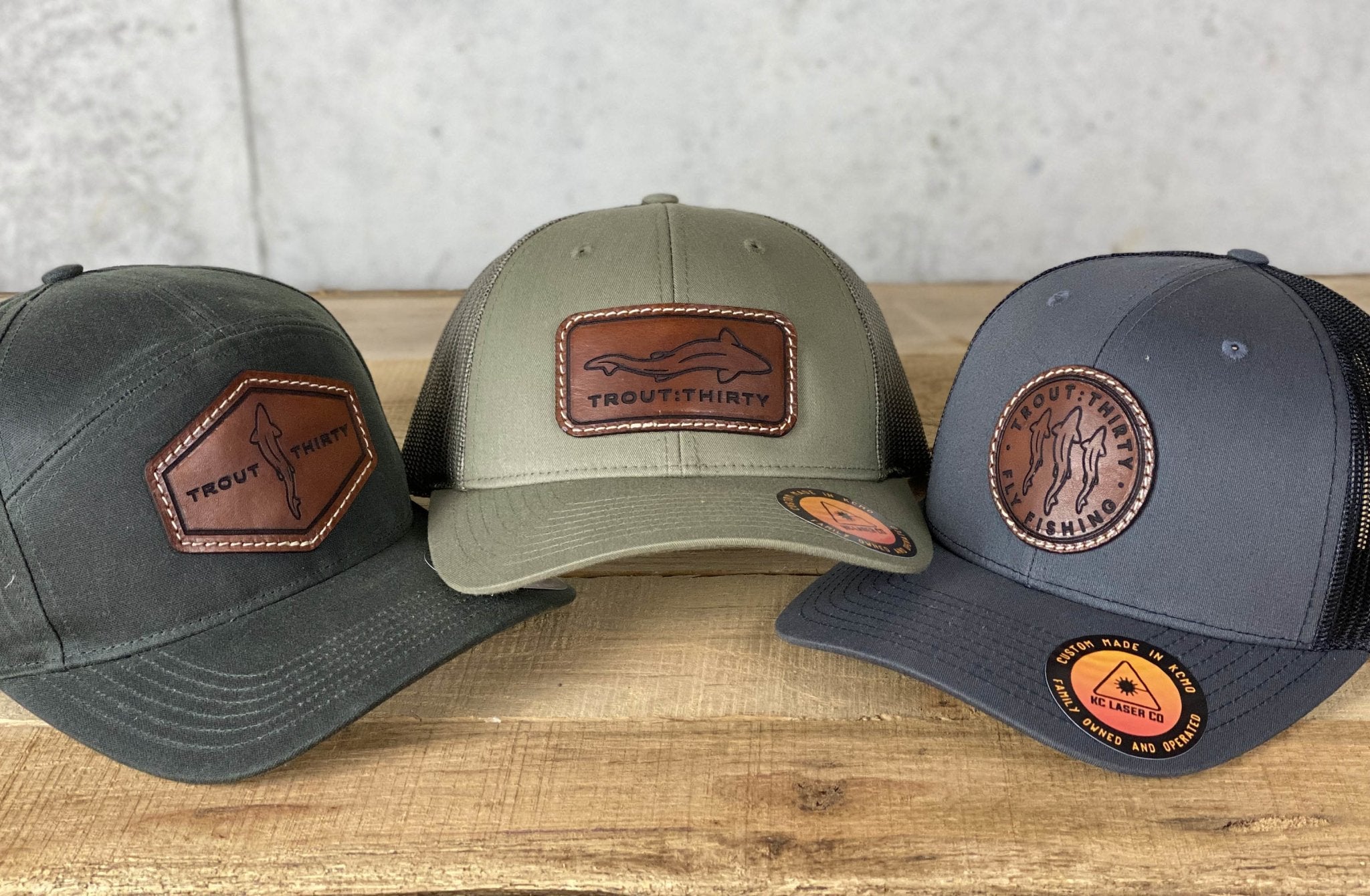 Custom Leather Ohio Flag Patch Hat. Ohio Leather Truck Hat. Laser Engraved Patch Hat. Dark Brown / Black/Gray