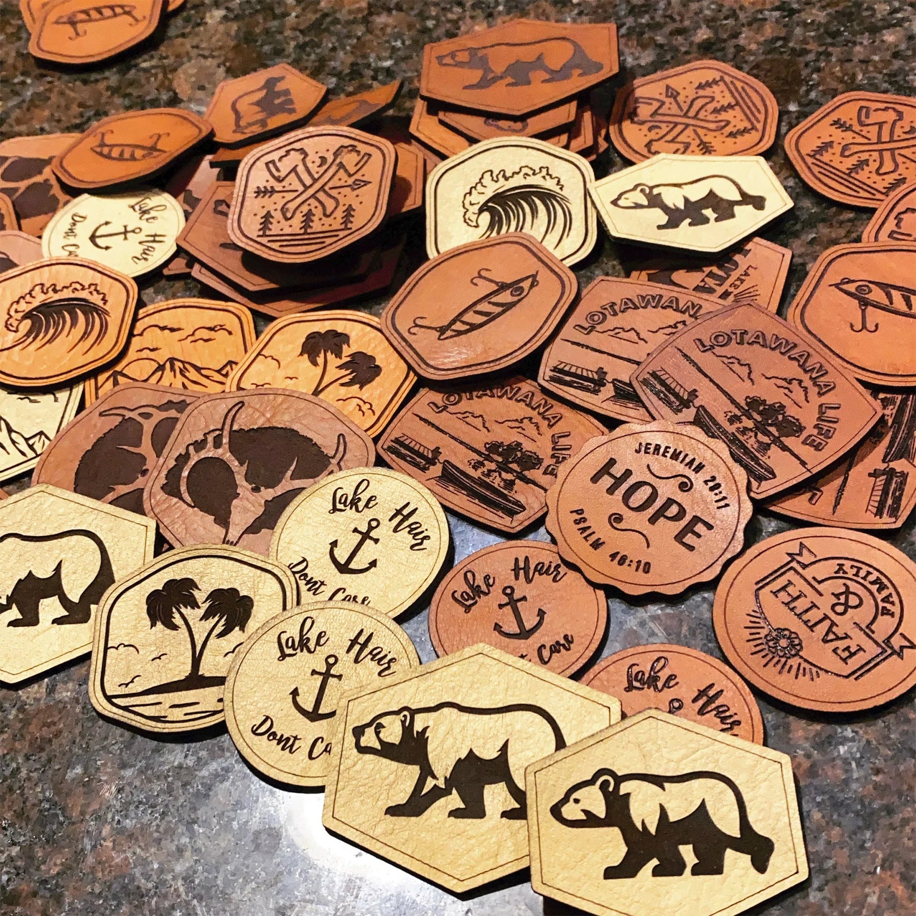 12 Custom Laser Etched Leather Patches, Company Patches, Personalized  Patches 