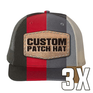 3x Custom Leather Patch Hats with Your Logo - KC Laser Co