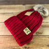 KC Leather Tag CC Red Beanie