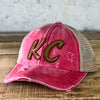 KC Script - CC Beanie Criss Cross Leather Patch Hat