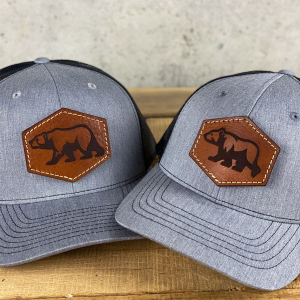 Bear and Cub Father and Son Leather Patch Hats Richardson 112 & 112 Youth