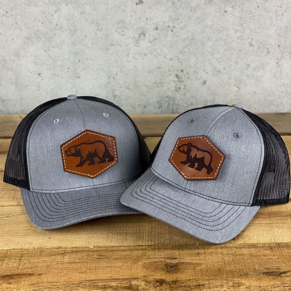 Bear and Cub Father and Son Leather Patch Hats Richardson 112 & 112 Youth