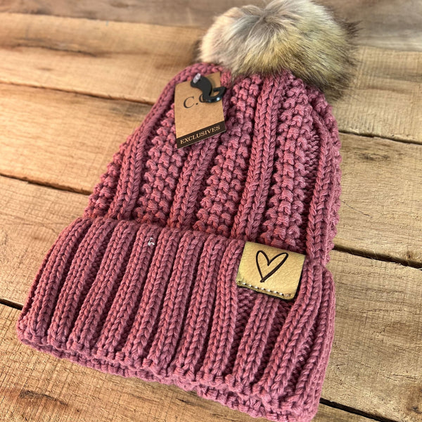 Heart Leather Tag CC Beanie