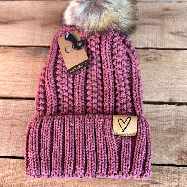 Heart Leather Tag CC Beanie