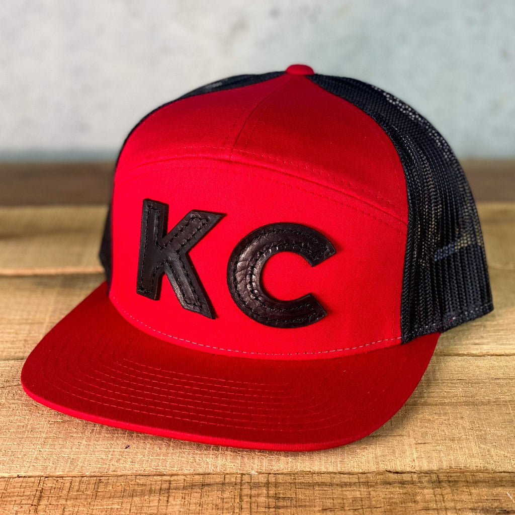 KC Letters - Red / Black Richardson 168 Leather Patch Hat – KC