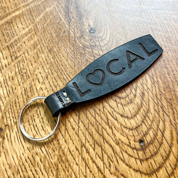 Love Local Genuine Leather Keychain Black