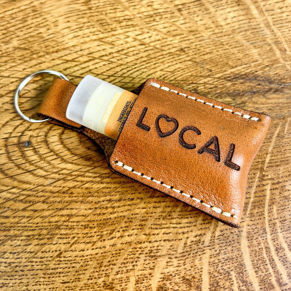 Love Local Lip Balm Holder Genuine Leather Keychain
